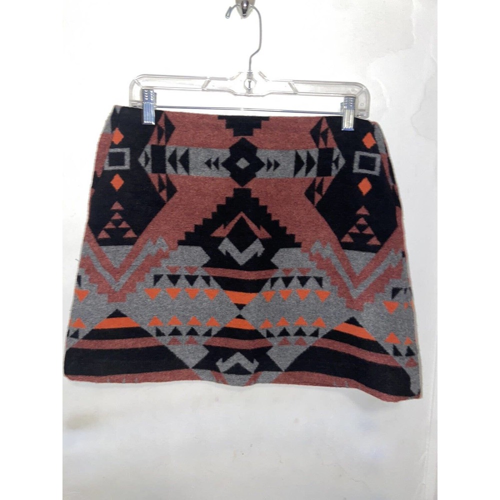 Gap Mini Skirt Womens 6 Wool Blend Aztec Print Red Black Southwest Ski Bell